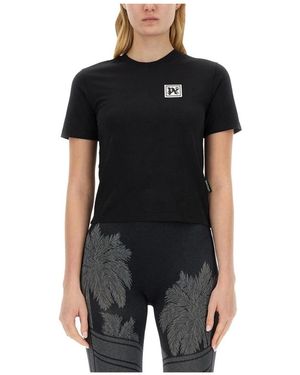 Palm Angels Logo Graphic Katoenen T-Shirt - Zwart
