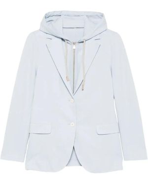Eleventy Cotton Stretch Hooded Jacket - Blauw