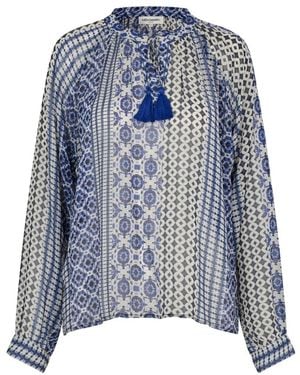 Lolly's Laundry Boho Bluse Mit V-Ausschnitt Blau