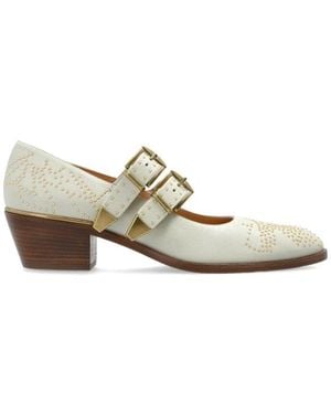 Chloé Schoenen ,Leer Susan Pumps Met Hak - Wit