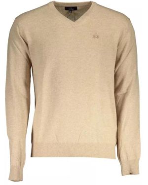 La Martina V-Neck Knitwear - Natural