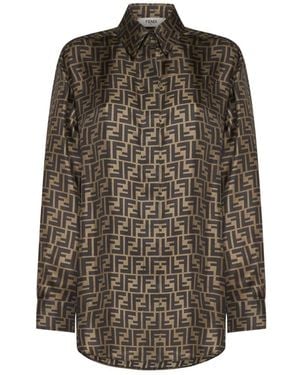 Fendi Ff Silk Shirt - Brown