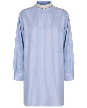 Prada Geborduurde Gestreepte Poplin Top - Blauw