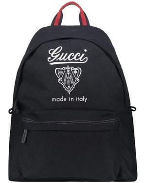 Gucci Canvas Rucksack Mit Logo - Schwarz
