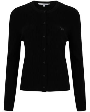 Maison Kitsuné Baby Fox Pleat Rib Strickjacke - Schwarz