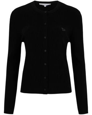 Maison Kitsuné Baby Fox Pleat Rib Cardigan - Zwart