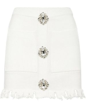 Philipp Plein Rokken ,Wit ,Katoen Knit Short Skirt Monogram