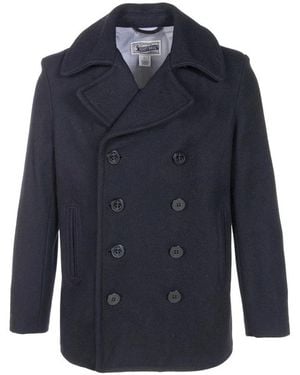 Schott Nyc Double-Breasted Coats - Blue