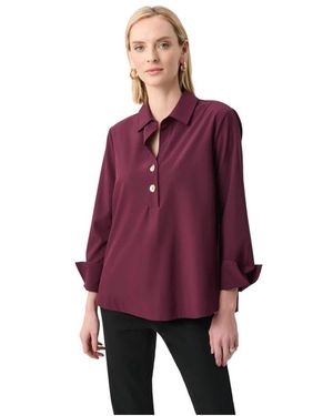 Joseph Ribkoff Tops ,Paars ,Stretch Poplin Shirt-Collar Boxy Top