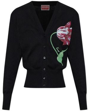 KENZO Truien & Vesten ,Zwart ,Katoen Gebloemd Vest
