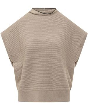 Brunello Cucinelli Tops ,Mouwloze Coltrui - Grijs