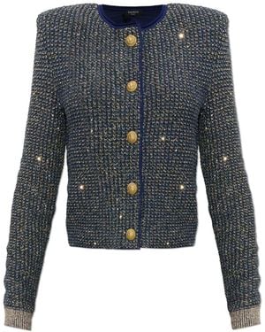 Balmain Pailletten-Strickjacke - Blau