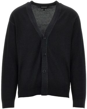 Emporio Armani Strickjacke Aus Schurwolle - Schwarz