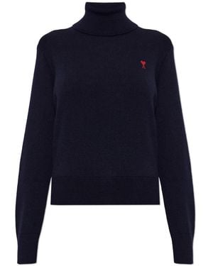 Ami Paris Wool Turtleneck Sweater - Blauw