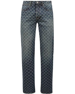 Gucci Gg Baumwoll-Denim-Jacquard-Hose - Blau