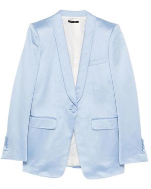 Tom Ford Baumwoll-Seiden-Mix Einreiher Jacke Mit Schalkragen - Blau