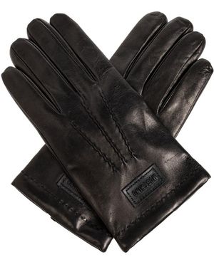 Moschino Lederhandschuhe Mit Logo - Schwarz