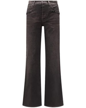 Gucci Flared Cotton Denim Pants With Horsebit - Zwart