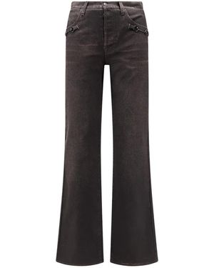 Gucci Flared Cotton Denim Pants With Horsebit - Zwart