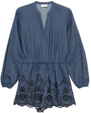 MC2 Saint Barth Lenny Chambray Morris Flow Short Dungarees - Blauw