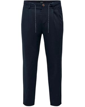 Only & Sons Broeken ,Blauw ,Linnen Onsleo Crop Linen Mix Pant