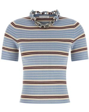 Rabanne Truien & Vesten ,Blauw ,Katoen Crewneck Chain T-Shirt