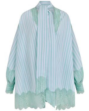 LES FILLES D'EVA Oversized Blouse Met Kantdetails - Blauw