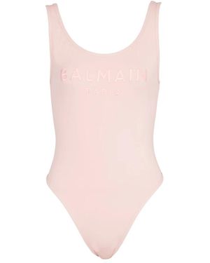 Balmain Bestickter Badeanzug - Pink