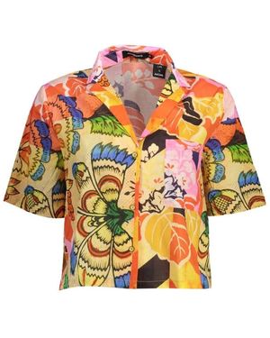 Desigual V-Hals Shirt Met Korte Mouwen - Meerkleurig