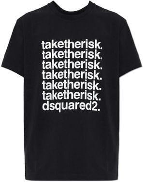 DSquared² Tops ,Zwart ,Katoen Katoenen T-Shirt Met Print