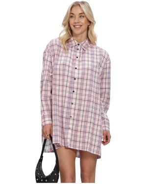 Alix The Label Woven Damaged Check Dress - Paars