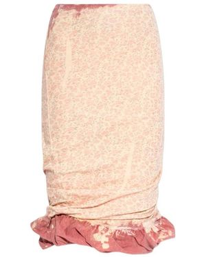 DIESEL Rokken ,Katoen Ruffled Hem Midi Skirt - Roze
