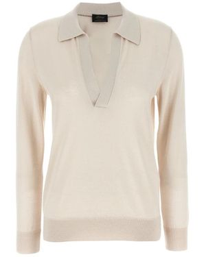Brioni Cashmere En Zijde Polo - Naturel