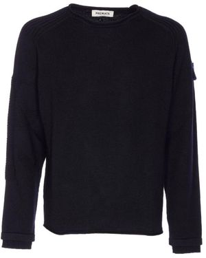 Premiata Truien & Vesten ,Blauw ,Wol Embroidered-Logo Crewneck Sweater