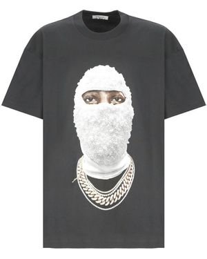 ih nom uh nit Graues Baumwoll-T-Shirt Mit Druck - Schwarz