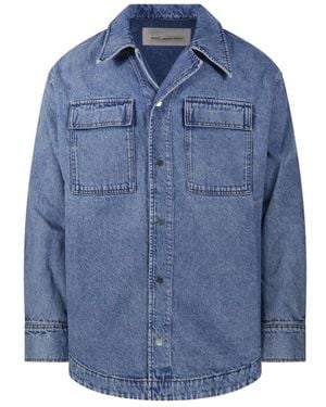 Ami Paris Overhemden ,Blauw ,Katoen Lange Mouw Saharienne Overshirt Met Camp Collar