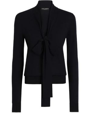 Dolce & Gabbana Truien & Vesten ,Zwart ,Top Scollo Marino Ml Met V-Hals