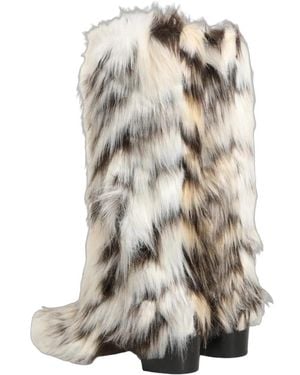 Dolce & Gabbana Multicolour Knee High Faux Fur Boots Shoes - Natural