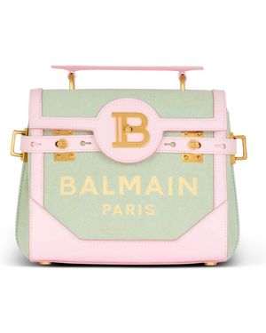 Balmain B-buzz 23 borsa in pelle e tela - Grigio