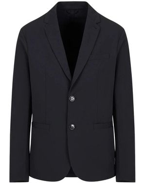 ARMANI EXCHANGE Kostuums ,Blauw ,Twill Logo Jasje Lange Mouwen Multitask - Zwart