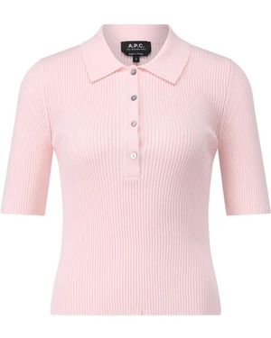 A.P.C. Tops ,Roze ,Geribbelde Polo Shirt