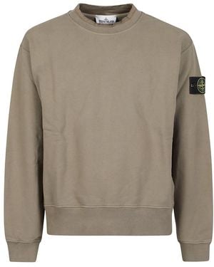 Stone Island Hoodies & Sweatvesten ,Groen ,Katoen Cotton Interlock Sweatshirt - Grijs
