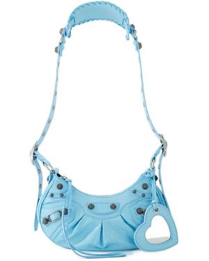 Balenciaga Blauwe Leren Schoudertas Met Spiegel