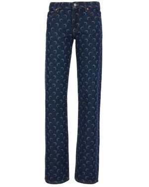 Marine Serre Jeans ,Blauw ,Katoen Moon Bootcut Jeans