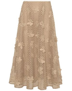 Beatrice B. Geborduurde Kanten Midi-Rok - Naturel