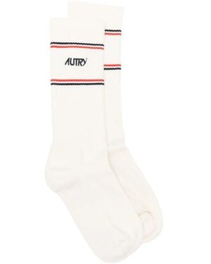 Autry Gestreifte Logo-Socken - Weiß
