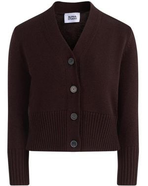 Alpha Studio Truien & Vesten ,Bruin ,Cardigan M Lunga - Zwart
