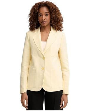 Michael Kors Jassen ,Geel ,Katoen Linnen En Katoen Patch Pocket Blazer - Naturel