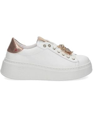 GIO+ Weiße Ledersneaker Mit Katzenaccessoire