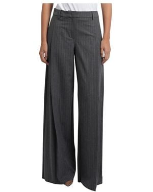 Pennyblack Wide-Leg Pantalon Met Krijtstreep - Grijs
